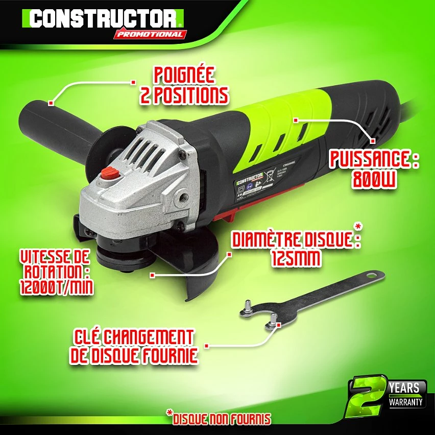 Best Pirce 🧨 Constructor promotional Meuleuse d'angle 800W - 125mm 🧨 2 Best Pirce 🧨 Constructor promotional Meuleuse d'angle 800W - 125mm 🧨 – Image 2