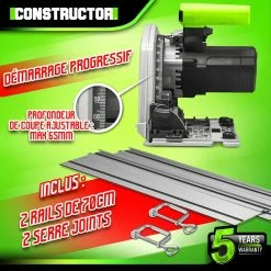 Hot Sale 👏 Scie circulaire plongeante 1400W avec rail de guidage - Lame 190mm 24 dents - Constructor 😀 -Pas Cher Facom Magasin 5411074215521 4