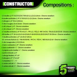 Buy ⌛ Coffre à douilles 94 pcs Chrome Vanadium - Constructor ❤️ -Pas Cher Facom Magasin 5411074219086 4