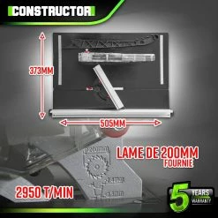 Outlet 🔔 Scie circulaire sur table 800W - Lame 200mm 24 dents - Constructor 🛒 -Pas Cher Facom Magasin 5411074224165 4