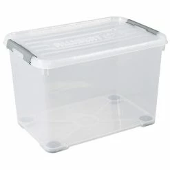 Budget 😍 Allibert CURVER | HANDY PLUS 65L CLIPS GRIS + ROUES, Rangement, Transparent, 60 x 40 x 38,8 cm ✨