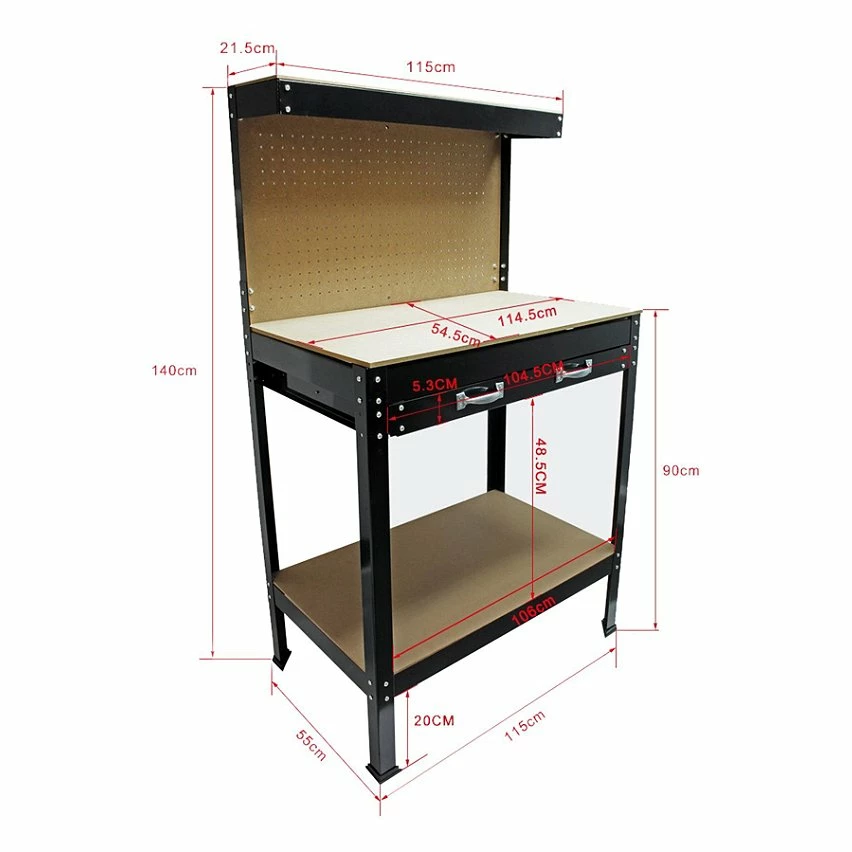 Best Sale 🔥 Sans marque Établi D’atelier 1150x550x1400mm Table Travail Paroi Perforée Tiroir 💯 2 Best Sale 🔥 Sans marque Établi D’atelier 1150x550x1400mm Table Travail Paroi Perforée Tiroir 💯 – Image 2