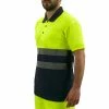 Budget 🎁 PrimeMatik Chemise polo manche courte avec réflexion jaune bleu pour la sécurité d'emploi taille L 👏