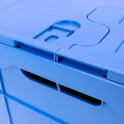 Best Sale ❤️ PrimeMatik Boîte en plastique EuroBox pliable et empilable. Conteneur en bleu avec couvercle 60x40x32cm 5-pack ❤️ -Pas Cher Facom Magasin 8434852092746 5