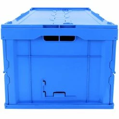 Best Sale ❤️ PrimeMatik Boîte en plastique EuroBox pliable et empilable. Conteneur en bleu avec couvercle 60x40x32cm 5-pack ❤️ -Pas Cher Facom Magasin 8434852092746 7