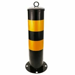 Promo 🔔 PrimeMatik Bollard en métal cloué avec base amovible 12x50 cm 1-pack ⭐