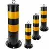 Hot Sale 👍 PrimeMatik Bollard d’acier cloué avec base amovible 12x50 cm 4-pack 🎁