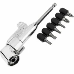 New 😉 BeMatik Tournevis manuel avec design angulaire. Adaptateur hexagonal 1/4 6,35 mm pour mandrin à angle droit et 6 conseils 💯