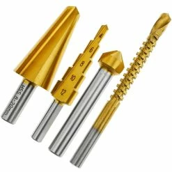 New 🔔 BeMatik Foret à étages spiral pour perceuse et meuleuse 4 pièces hélicoïdales et fraisées 🧨