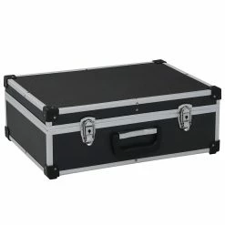 Discount 👍 vidaXL Valise à outils 46 x 33 x 16 cm Noir Aluminium 👏