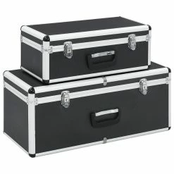 Deals ✔️ vidaXL Boîtes de rangement 2 pcs Noir Aluminium 😉
