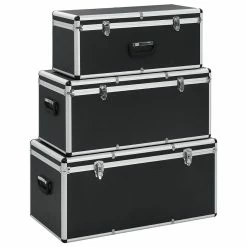 Flash Sale ✔️ vidaXL Boîtes de rangement 3 pcs Noir Aluminium 😀